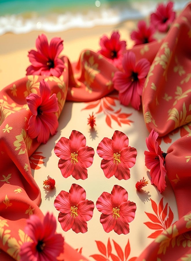 Tustao 4Pcs Red Hawaiian Flower Hair Clip for Women Girls Fashion Bohemian Flowers Hair Accessory for Dancer Bridal Wedding Beach Party Clips and Barrettes Hair Accessories 8cm - Image 4